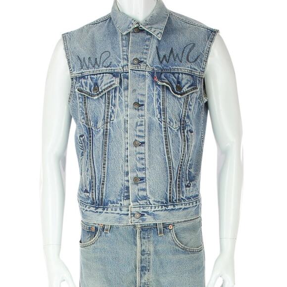 Vintage Levis Denim Jean Cutoff Vest Jacket - Picture 2 of 7